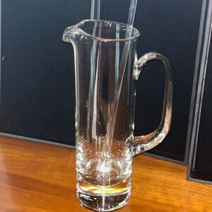SOLD - Mid-Century Modern Glass Bar Pitcher & Teardrop Stirrer - ELEGANT